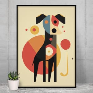 Abstrakter Hund Druck, minimalistischer Hund Wandkunst, Geometrische Illustration,Picasso-Style, modernes Hundebild als Leinwand oder Poster