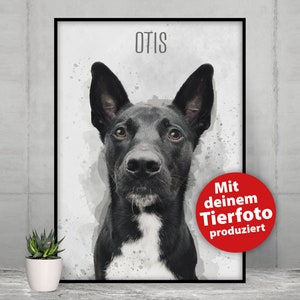 Gedrucktes personalisiertes Terportrait von deinem Foto, personalisiert mit Namen, Leinwand, Poster, einzigartiges Unikat, Geschenk, Hund