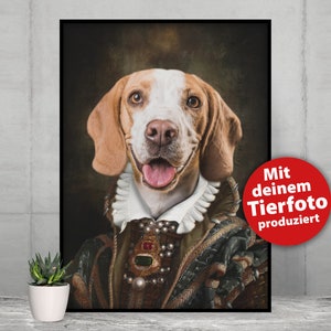Klassisches personalisiertes Tier Portrait, dein Liebling im Royal- und Renaissance-Stil auf Leinwand oder Poster, Hund, Katze, individuell