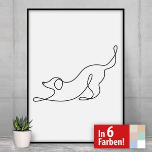 Lineart Wandkunst Hund, Minimalistische moderne Kunst, abstrakte Tierzeichnung, moderne Poster, Leinwand, Kontour, Illustration, Wanddeko