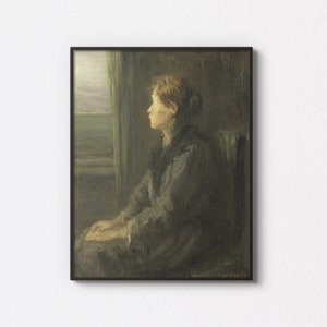 Serene Woman at Window | 1880-1911 | Oil Painting by Jozef Israëls | Vintage Printable Wall Art