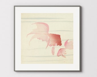 Two Veiltail Goldfish (1900 - 1936) by Ohara Koson | Japanese Watercolor Painting | Vintage Printable Wall Art