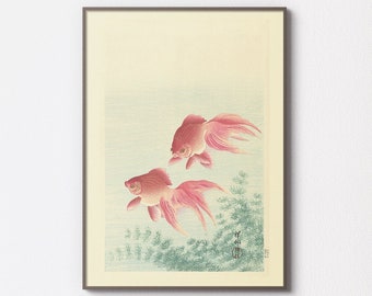 Vintage Veiltail Goldfish Art | Ohara Koson 1900-1936 | Printable Vintage Wall Art