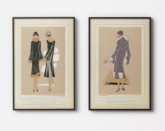 Set di illustrazioni di moda Art Déco francese: stampa vintage del 1925 (download digitale)