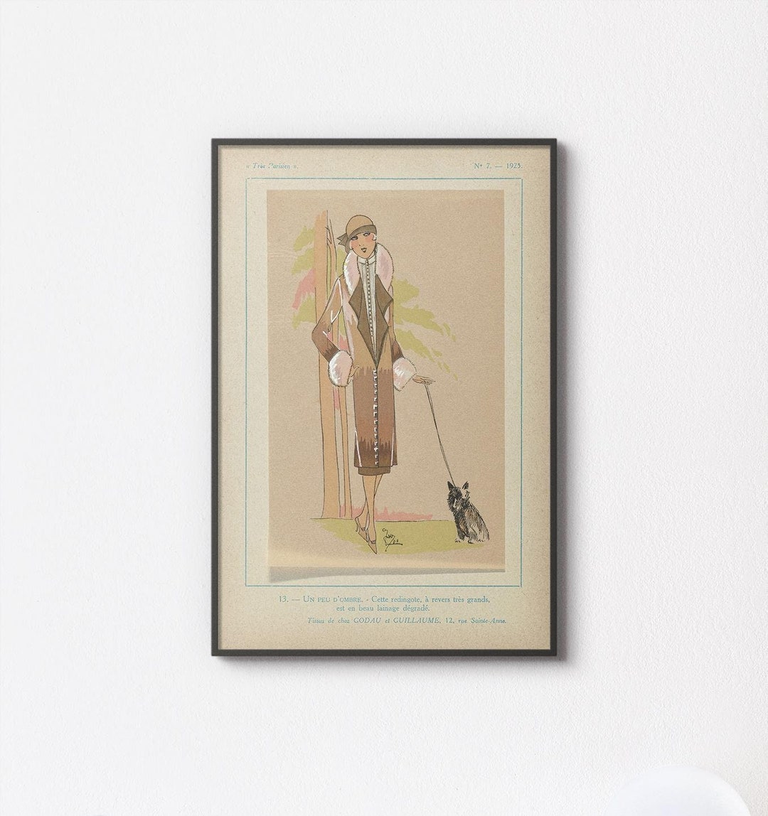 Impressão de moda Art Déco de 1925: ilustração de revista