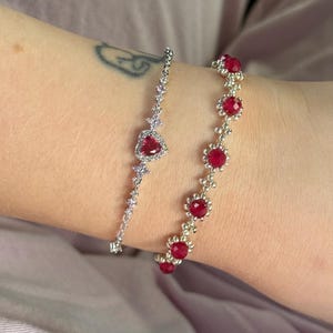 Ruby| Natural ruby stone handmade bracelet in gold or silver