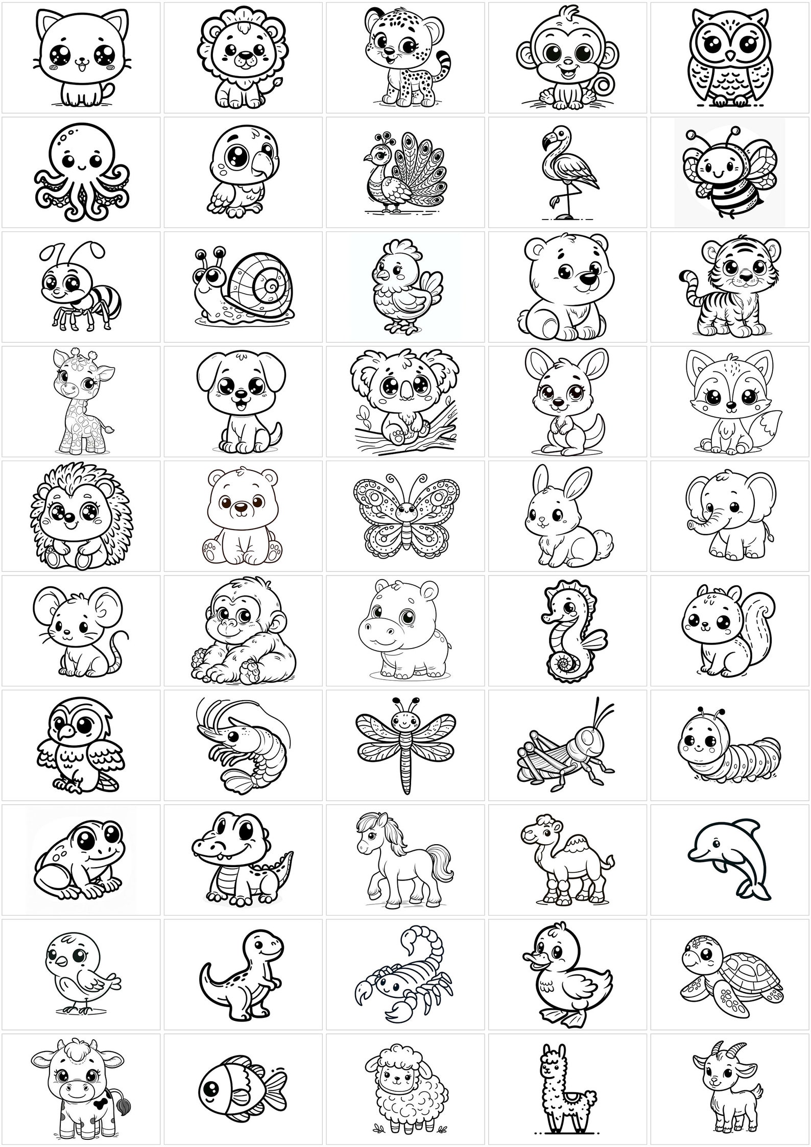 Explore and Learn: 50 Safari Animal Printables for Kids Fun & Educational Coloring Activity - Etsy