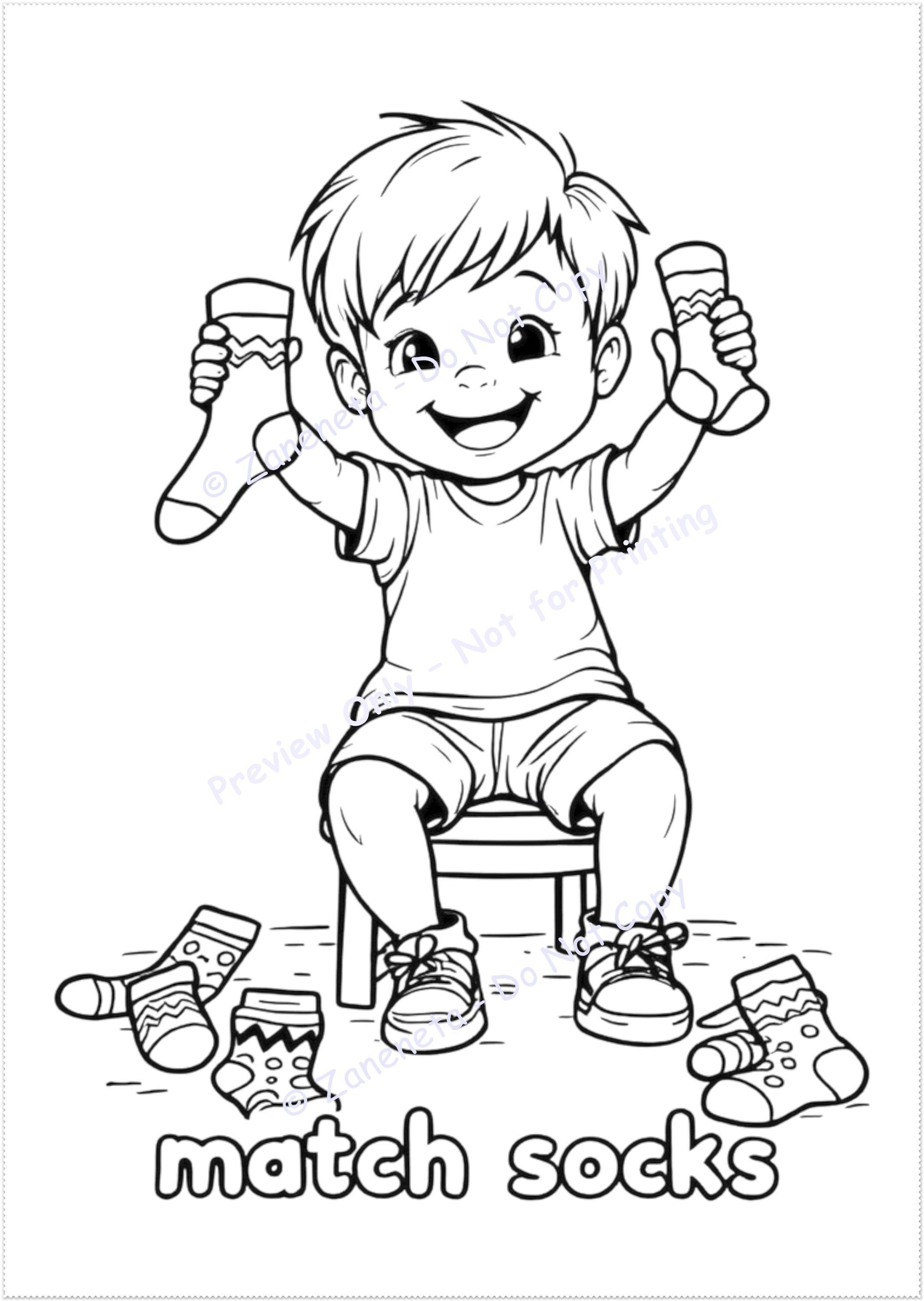 My First Chores Coloring Book – Set 2 Kitchen & Daily Life | Printable ...