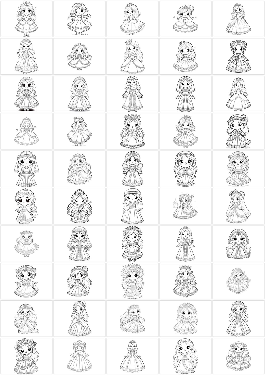 50 Princess Coloring Pages | Printable Fairy Tale Coloring Book for ...