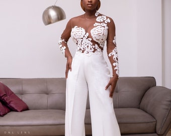 Wedding Reception jumpsuit,wedding jumpsuit, civil wedding jumpsuit, prom jumpsuit suit, prom 2024, wedding dress, African women dress