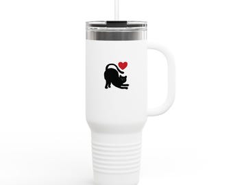 Geïsoleerde reismok kattenliefhebber - 40 oz, cadeau kat moeder, reisbeker kitty, theebeker met dierenprint, koffiefles schattig kitten, katachtig patroon