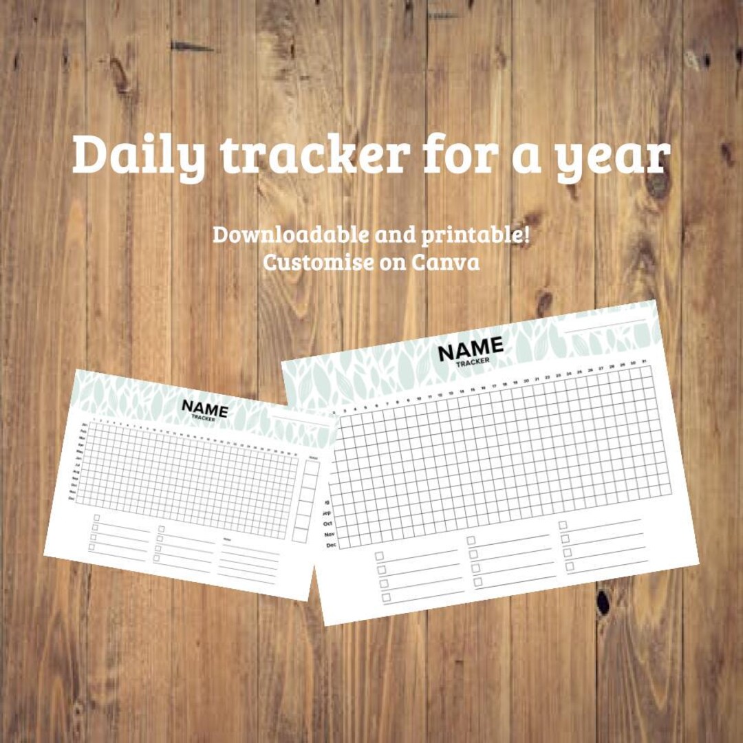 One Year Tracker Yearly Tracker - Mood, Weather, Fitness, Goals, Reading, Health. Track ...