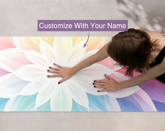 Custom Yoga Mat Floral Mandala No Slip Personalized Mat Yoga Retreat Gift with Name Mat for Bridal Party Yoga Accessories Bachelorette Gift