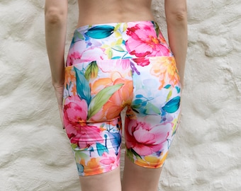 High Waisted Yoga Shorts Women Summer Sport Clothes Girl Trendy Biker Shorts Floral Yoga Legging for Women Retro Shorts Pilates Clothing