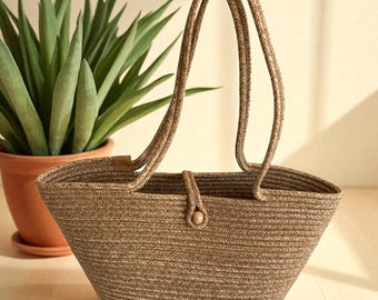 Cotton Rope Bag, Jute Bag, Straw Bag, Summer Bag, Beach Bag, Tote Bag, Shoulder Bag, Hand Bag, Luxury Bag, Gift for Women, Rope Tote Bag