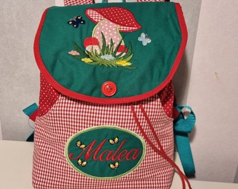 Children's backpack with name, children's backpack personalized, small backpack "Mushroom" embroidered with name