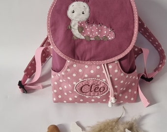Handmade kindergarten backpack embroidered with name, children's backpack "Caterpillar" personalized,