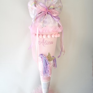 Schultüte Pegasus Einhorn mit Namen bestickt mit Wollmähne incl. Pappkörper