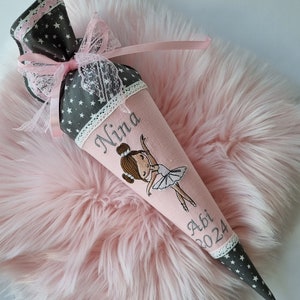Kleine Geschwistertüte Abitüte aus Stoff Ballerina komplett mit Pappkörper und Füllkissen