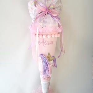 Schultüte Pegasus Einhorn mit Namen bestickt mit Wollmähne incl. Pappkörper