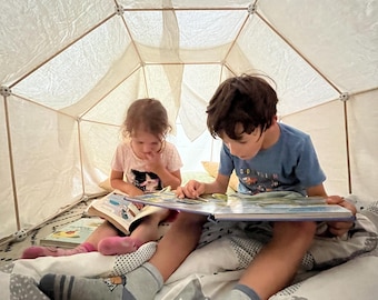 Juego de construcción de fortaleza de madera para niños: 50 palos y 30 conectores - Juego de bricolaje para niños