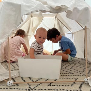 Houten fort-bouwset voor kinderen: 100 stokken en 60 verbindingsstukken - DIY Play voor kinderen