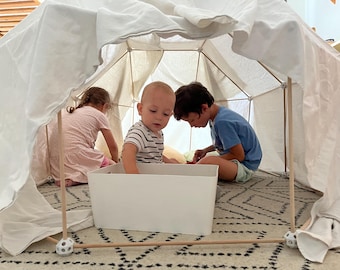 Set de construcción de fuerte de madera para niños: 100 palitos y 60 conectores - Juego de bricolaje para niños