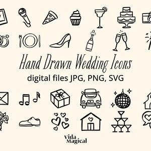 Handgezeichnete Hochzeits-Timeline-Icons Bundle SVG PNG JPG