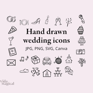 Hand Drawn Wedding Timeline Icons Bundle SVG PNG JPG