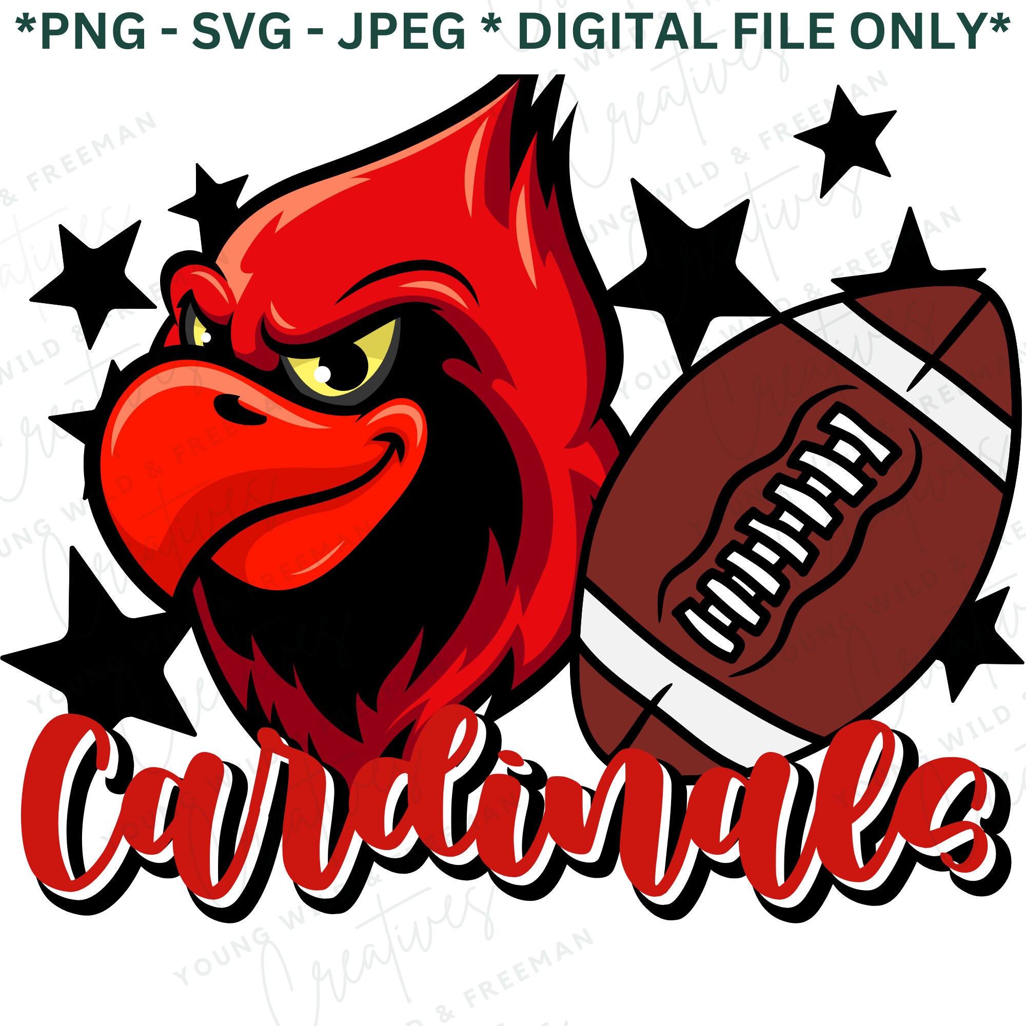 Cardinal Football PNG/SVG/JPEG Digital Download File, Cardinal Football