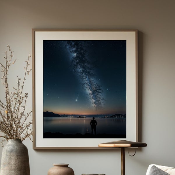 Contemplation Under the Cosmos Wall Art Print - Star Print for Digital Download - Celestial Print - Astronomy Poster - Digital Download Art