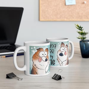 Sheltie Coffee Mug | Morning Coffee with My Sheltie | Funny Dog Lover Gift | Cartoon Dog 11oz Ceramic Mug | Free Shipping