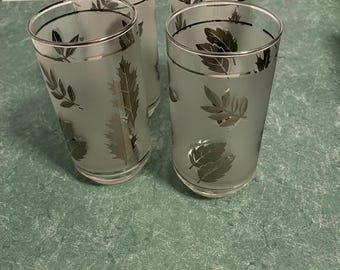 Vintage Libbey Silver Leaf High Ball / Whiskey Glasses - set of 4 - 4 sets available