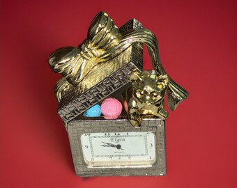 Elgin Collectable Mini Clock Cat In Gift Package