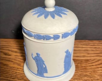 Vintage Reverse Wedgwood Blue Lavender on Cream Covered Tobacco Jar