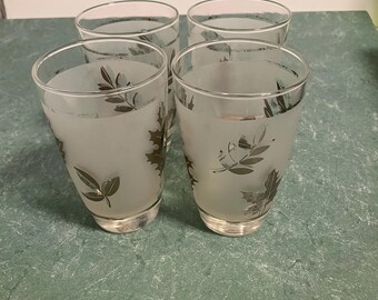 Vintage Libbey Silver Leaf Tumblers - set of 4