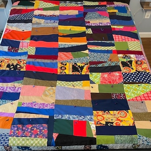 Vintage Handmade Crazy Quilt Blanket
