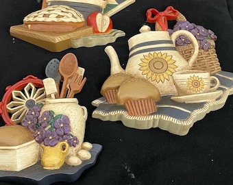 Vintage 1997 Home Interiors Kitchen Wall Hangings-Series 3373-Set of 3