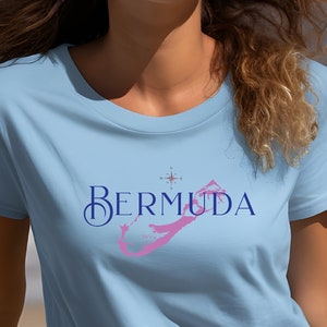 Karte von Bermuda Mode-T-Shirt, Strandkleidung, Abendgarderobe, Strandhemd, Bermuda-Liebhaber-T-Shirt, Küstenleben, klassisches Design, Geschenk für Mutter,