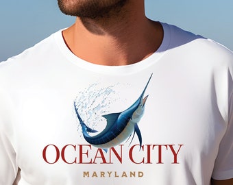 Ocean City Maryland Marlin Fishing Tee: Coastal Beach Shirt