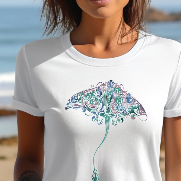 Stingray Art Fashionable T-Shirt, Trendy art style, Boho Fashion t-shirt, Birthday gift t-shirt, sea life lover shirt,