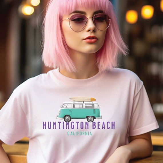 Huntington Beach Surf Van Shirt Vintage Surfing Tee Huntington Beach Surf Van Shirt Vintage Surfing Tee