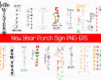 New Year Porch Sign SVG Cut File: Holiday Decor (Digital Download)
