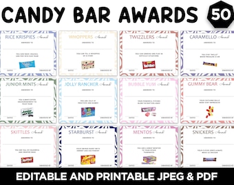 50 Candy Bar Award Certificates: Printable Team Awards (PDF)