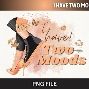 Two Moods Sneaker and Heels PNG: Sublimation Design (Digital Download)