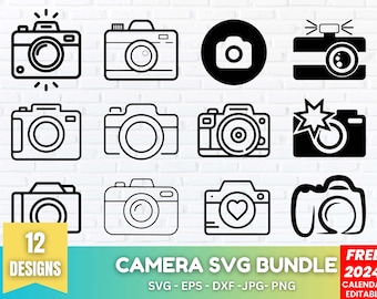 Camera SVG Bundle: Photography Clipart, Cut File (Digital Download)