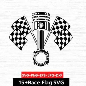 Karierte Rennflagge SVG: Motorsport Clipart Bundle (Digitaler Download)