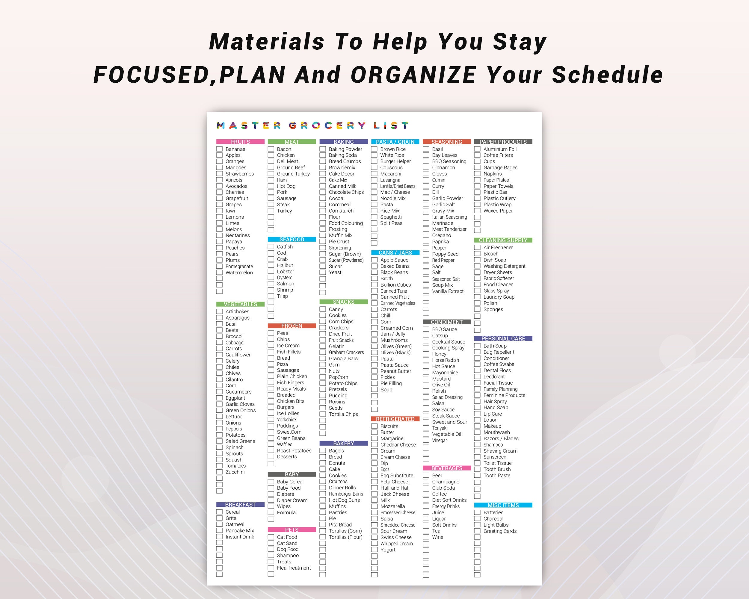 Editable and Printable Master Grocery List, Online Shopping List ...