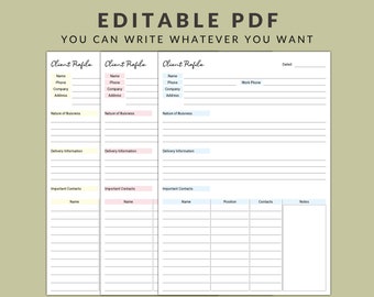 Client Profile Template: Client Information Form (A4 PDF)