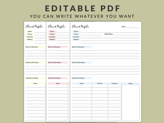 Client Profile Template: Client Information Form (A4 PDF)